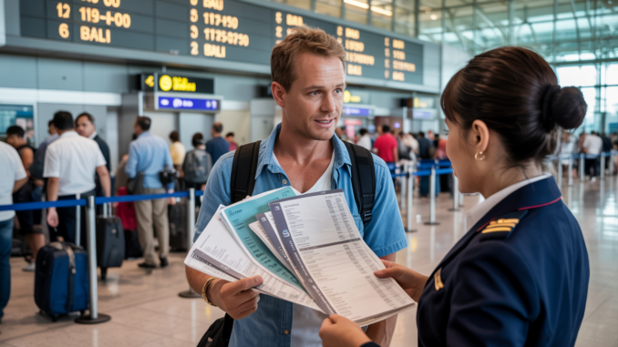 Bali Tourist zeigt Kontoauszüge